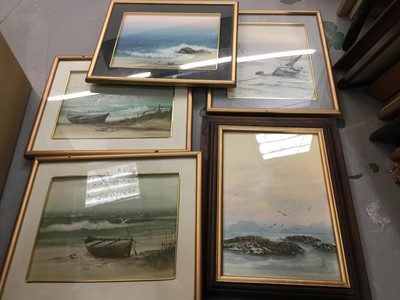 Lot 448 - Collection of decorative watercolours - mostly coastal and town scenes and sundry pictures