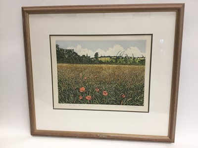 Lot 579 - Graham Evernden (born 1947) etching, aquatint in glazed frame - 'Church Bells' signed and numbered, together with a pastel by Peggy Pountain of the River Stour at Flatford.