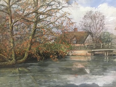Lot 579 - Graham Evernden (born 1947) etching, aquatint in glazed frame - 'Church Bells' signed and numbered, together with a pastel by Peggy Pountain of the River Stour at Flatford.
