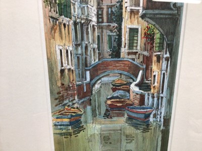 Lot 237 - Saverio De Bello (b.1951), watercolour - Venetian Canal