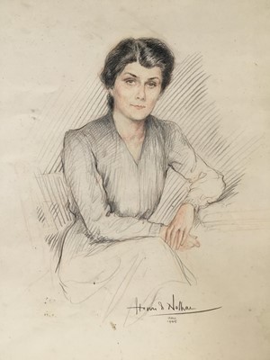 Lot 318 - Henri Girault de Nolhac (1884-1948), drawing of an elegant lady, signed and dated