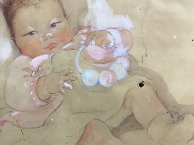 Lot 104 - Eileen Alice Soper (1905-90), watercolour of a baby, 1934 and signed