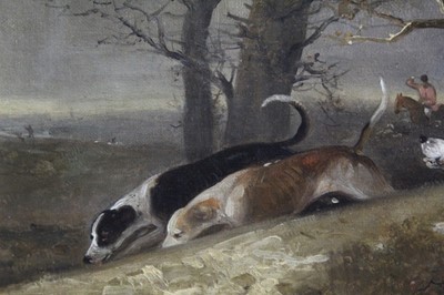 Lot 1013 - Edward Smythe - three oil sketches of hounds