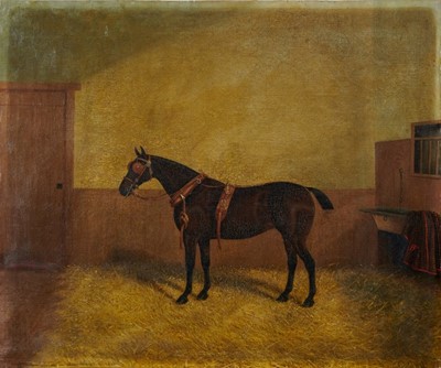 Lot 1010 - Albert Clarke (Snr) oil - horse in a stable