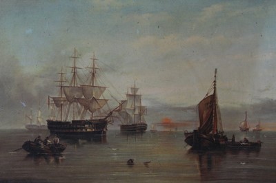 Lot 1270 - 19th century oil on canvas - shipping scene