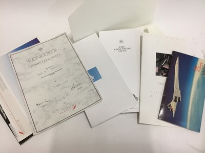 Lot 240 - Collection of ephemera from a Concord flight