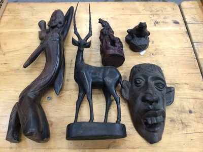 Lot 626 - African carved wood figure, together with toy cars, a child's recorder and sundries