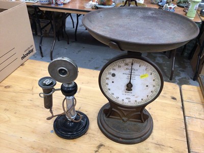 Lot 630 - Set of Salter Scales together with a candlestick telephone