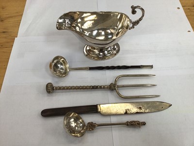 Lot 638 - Silver plated two handled trophy cup, silver plated tea and coffee set with fluted decoration and other silver plated wares