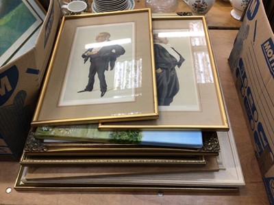 Lot 605 - Large collection of pictures, including prints and paintings, two Vanity Fair Spy prints