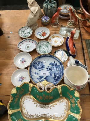 Lot 692 - Meissen pin dishes and other decorative ceramics and Staffordshire greyhounds