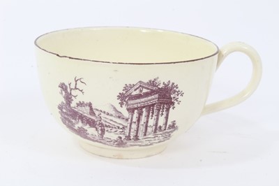 Lot 149 - A creamware printed tea cup and saucer, circa 1780-90