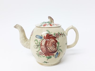 Lot 143 - A Leeds creamware teapot and cover, circa 1770