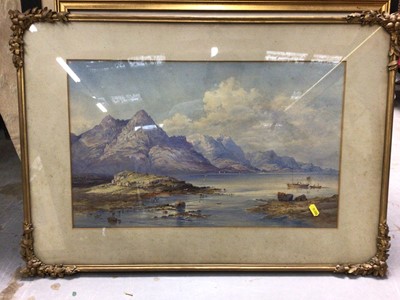 Lot 610 - Watercolour of a landscape, and four further pictures, including a Harrison limited edition print