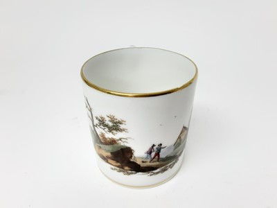 Lot 223 - An unusual Caughley bucket shaped coffee can, circa 1790, a Minton coffee can and three other coffee cans