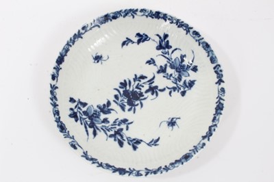 Lot 151 - A Worcester blue and white small feather moulded saucer dish, circa 1756-58