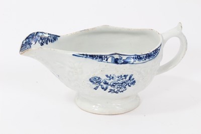 Lot 238 - A Lowestoft blue and white sauceboat, circa 1770