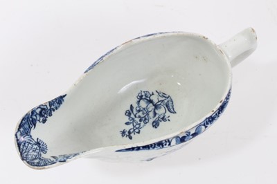 Lot 87 - A Lowestoft blue and white sauceboat, circa 1770