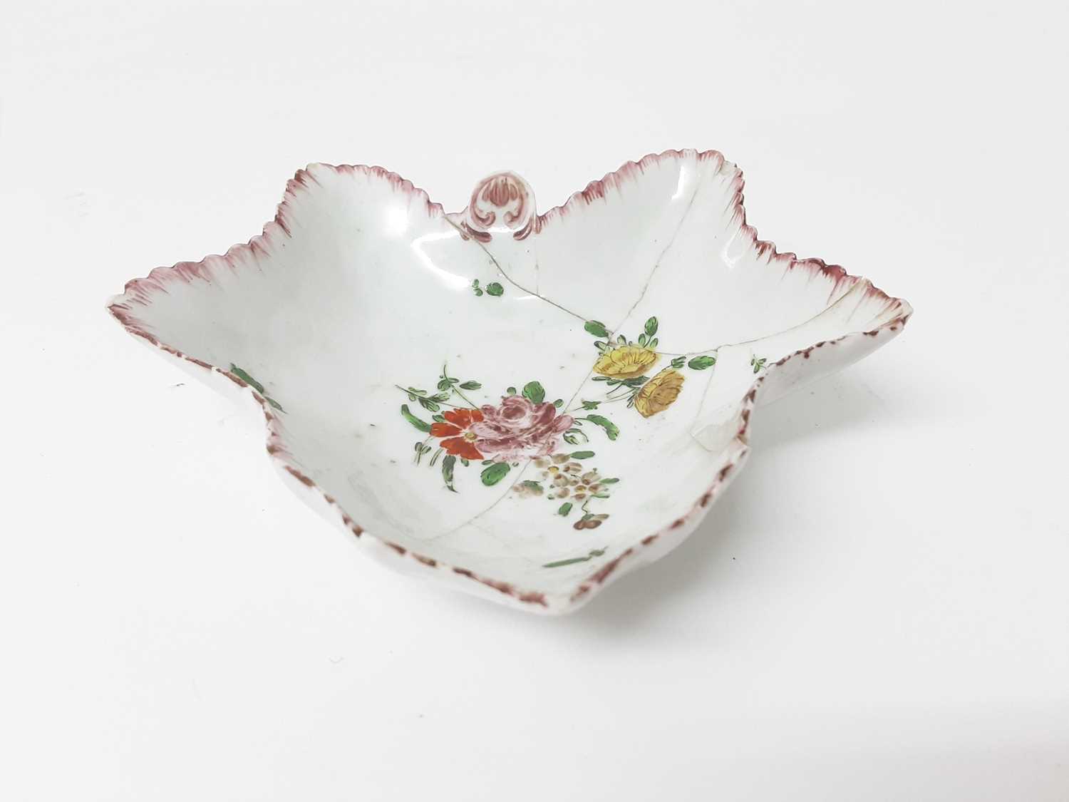 Lot 178 - A rare Bristol leaf shaped large pickle dish, circa 1775