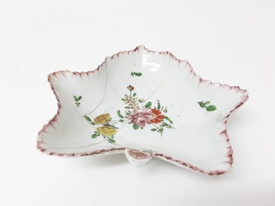 Lot 178 - A rare Bristol leaf shaped large pickle dish, circa 1775