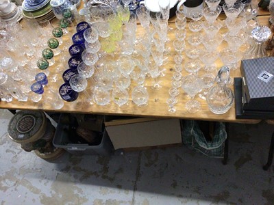 Lot 614 - Large collection of glassware, including uranium glasses, other coloured glassware, Edinburgh crystal, etc