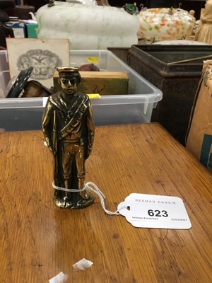 Lot 623 - First World War brass trench art figure of a British sailor dated 1914