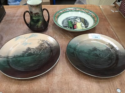 Lot 628 - Pair Royal Doulton plates, vase and other decorative china