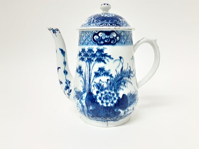 Lot 207 - 18th Century Bow Blue and white porcelain coffee pot and cover