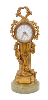 Lot 605 - Ornate late 19th Century French desk clock in gilt metal case on green onyx  base