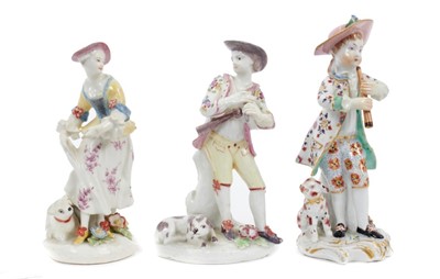 Lot 208 - Three 18th century English porcelain figures