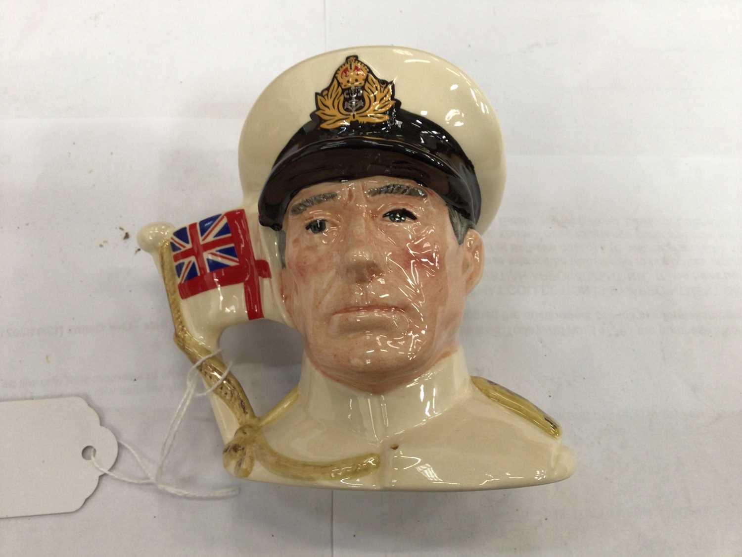 Lot 717 - Three Royal Doulton Character Jugs- Earl Mountbatten of Burma, Sir Winston Churchill and Viscount Montgomery of Alamein (3)