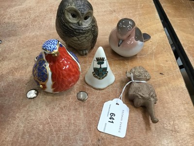 Lot 641 - Rare Goss Lincoln Imp figure , Goss sniffer, Royal Crown Derby bird paperweight, Poole owl and G&G bird