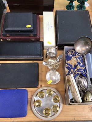 Lot 719 - Group of silver plated cutlery and other items to include Kings pattern cutlery, cased cutlery sets, christening mug and other items