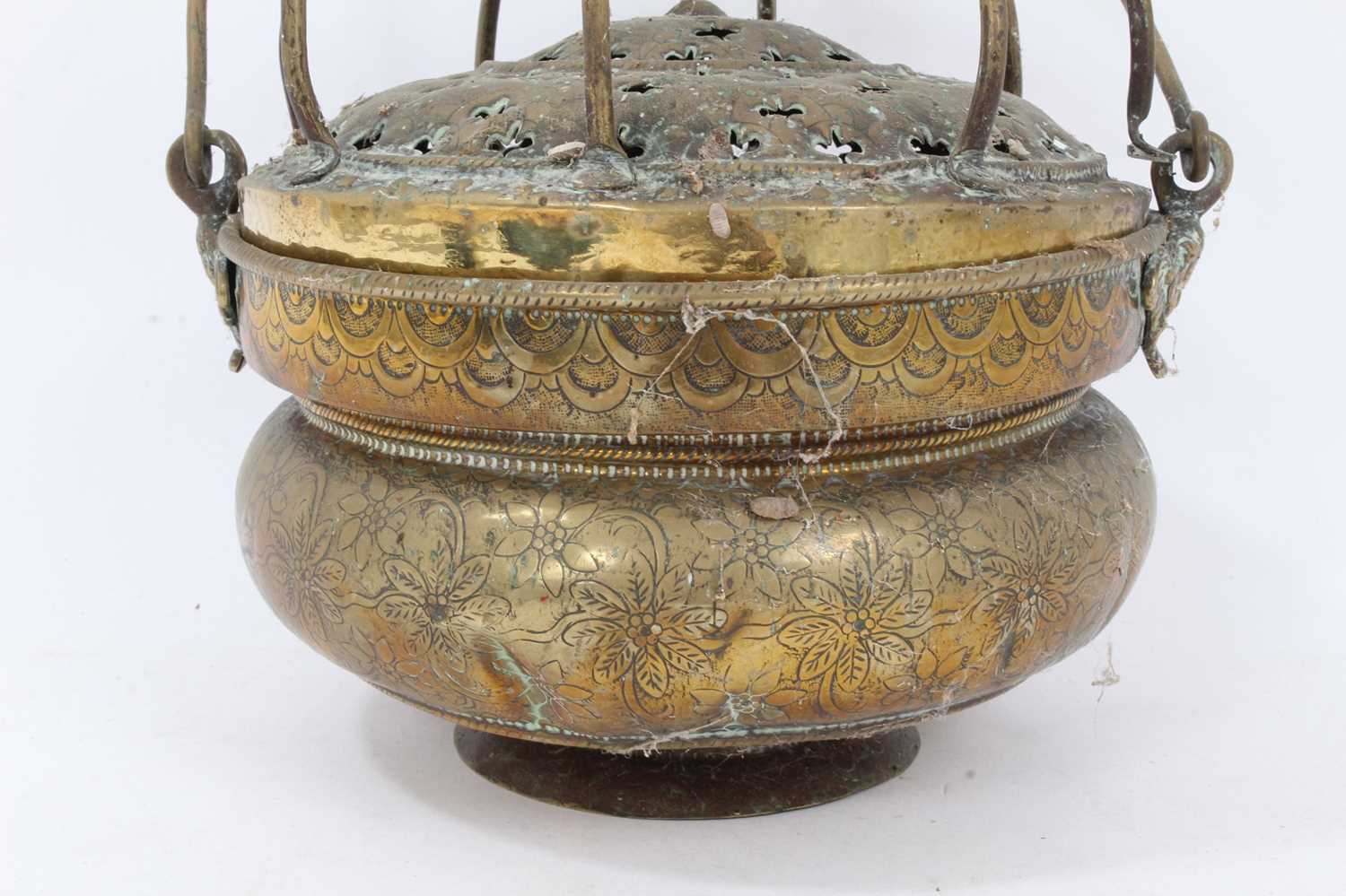 Lot 879 - 17th century brass censer, with pierced