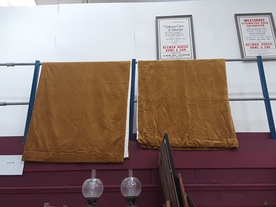 Lot 7 - Pair of gold velvet interlined curtains, 230cm x 190cm approximately