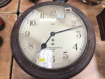 Lot 734 - 1950's British Military issue wall clock by Smiths, marked with Broad arrow and dated 1957