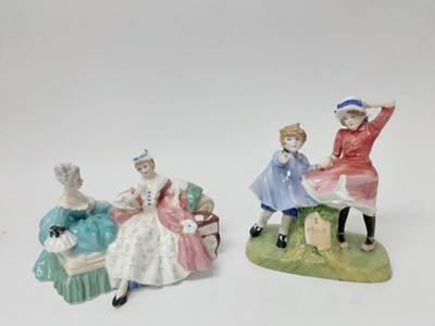 Lot 10 - Two Royal Doulton figure groups - Milestone HN3297 and The Love Letter HN2149