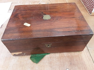 Lot 680 - Victorian rosewood writing box, another Victorian work box and a mahogany cabinet (3)