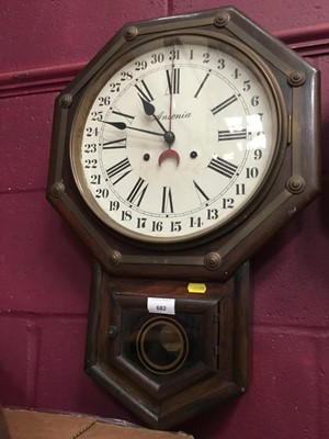 Lot 682 - Late 19th century American Ansonia drop dial wall clock with pendulum