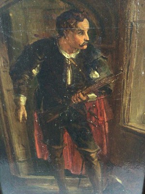 Lot 186 - Victorian oil on panel - musketeer