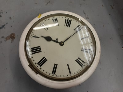 Lot 759 - Victorian circular wall clock in white painted case, pendulum present