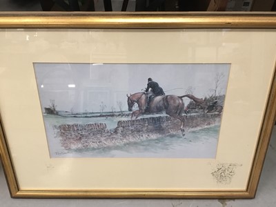 Lot 747 - Daniel Crane signed limited edition hunting print, Philip Rickman signed print, pastel portrait of a boy and other decorative pictures