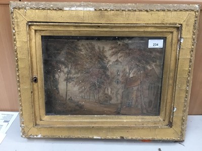 Lot 234 - Victorian picture clock with pocket watch movement in glazed frame