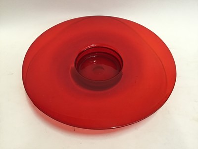 Lot 772 - Large red art glass circular bowl, 45cm diameter