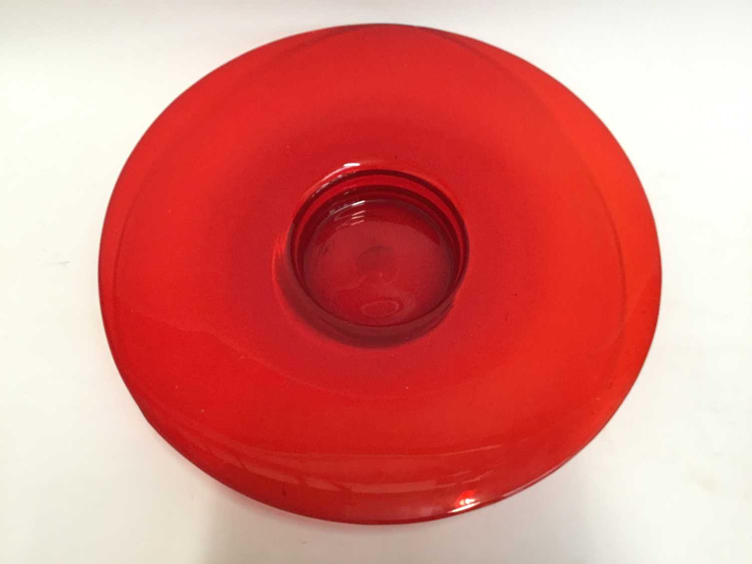 Lot 772 Large red art glass circular bowl, 45cm