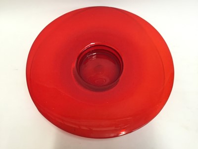 Lot 772 - Large red art glass circular bowl, 45cm diameter