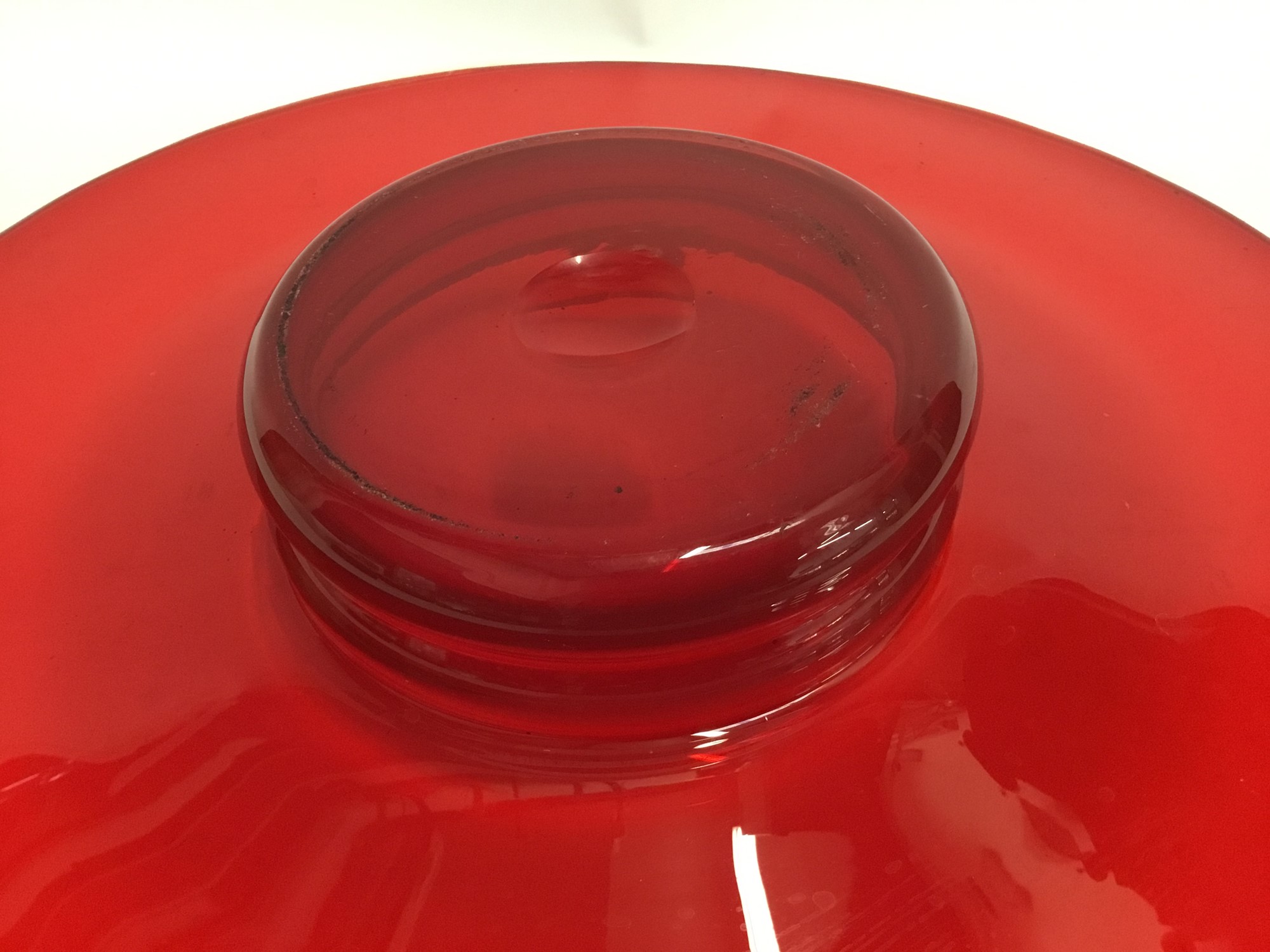 Lot 772 Large red art glass circular bowl, 45cm