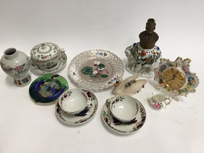 Lot 773 - 19th century Derby porcelain cups and saucers, Carlton Ware ashtray, German porcelain lamp in the form of an elephant and other decorative ceramics