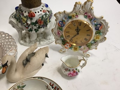Lot 773 - 19th century Derby porcelain cups and saucers, Carlton Ware ashtray, German porcelain lamp in the form of an elephant and other decorative ceramics