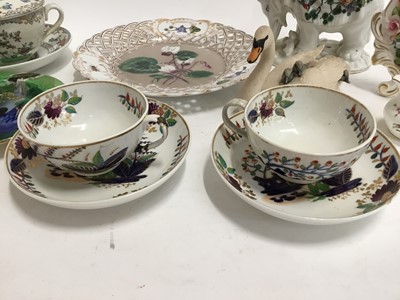 Lot 773 - 19th century Derby porcelain cups and saucers, Carlton Ware ashtray, German porcelain lamp in the form of an elephant and other decorative ceramics